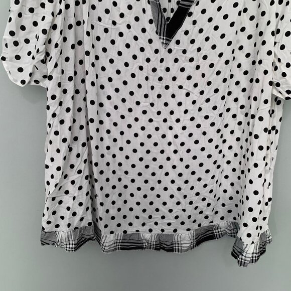NEW Suzanne Betro retro black white mixed pring collared short sleeve blouse top - Picture 4 of 10